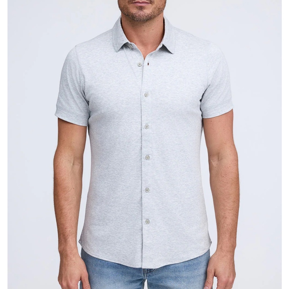 Raffi New Gray The Linden Aqua Cotton Button Down Shirt Size Large